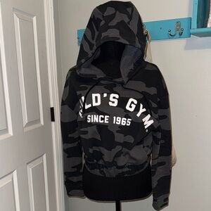 Gold's Gym Women's Black & Gray Camo Cropped Hoodie